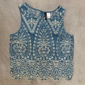 H&M Eyelet Denim Crop Top